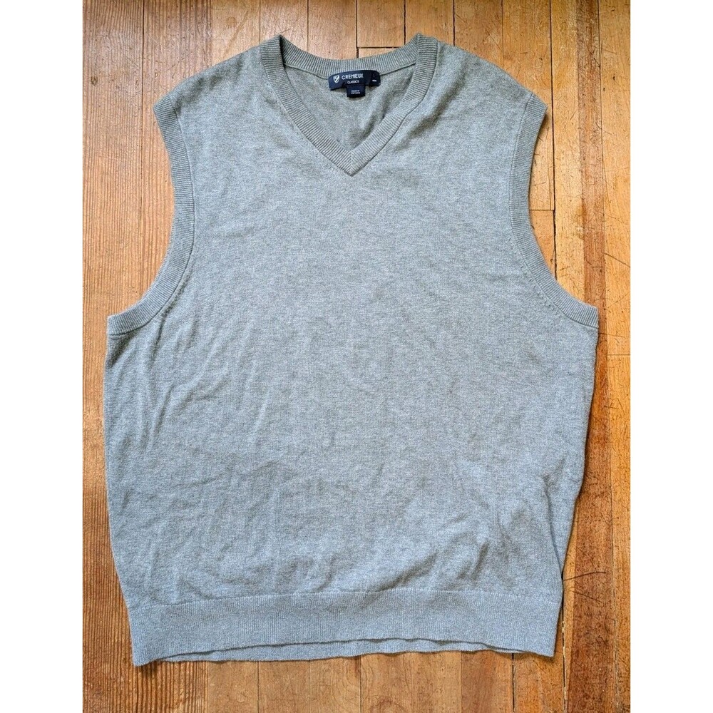 Daniel Cremieux 100% Extra Fine Merino Wool Sweater Vest Gray V Neck Neutral L